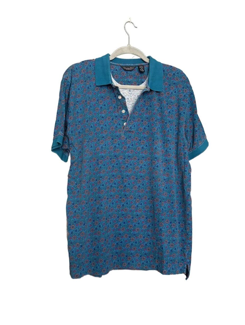 Vintage Christian Dior Monsieur Floral Patterned 90's Polo Size Medium